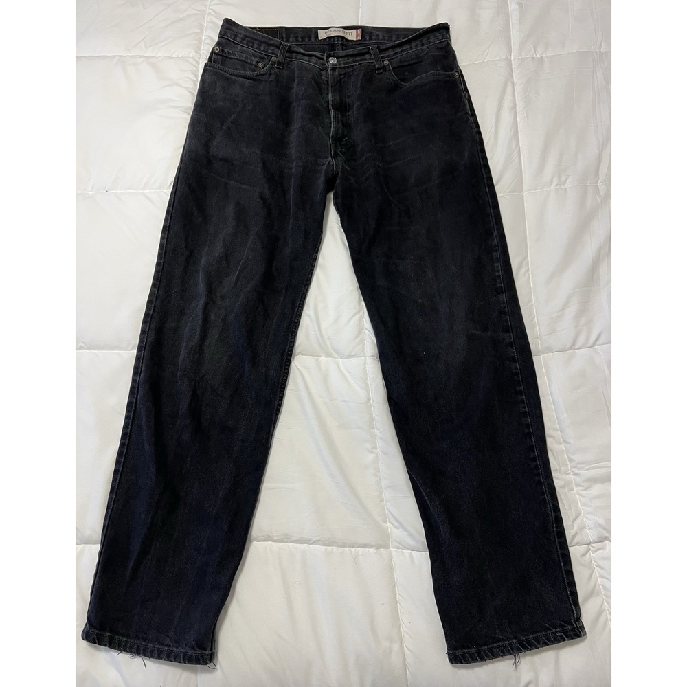 Levi's 550 Men's Relaxed Fit Jeans 36x34 Distressed Black Denim Straight